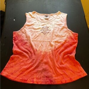Vintage Harley-Davidson Women's Pink Tie-Dye Tank Top Size 2X MEASUREMENTS SHOWN